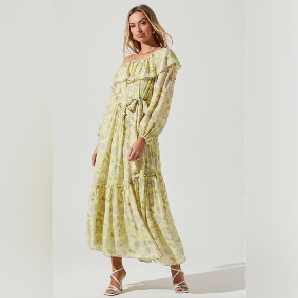 NWT ASTR the Label off shoulder maxi dress size large - Picture 2 of 13